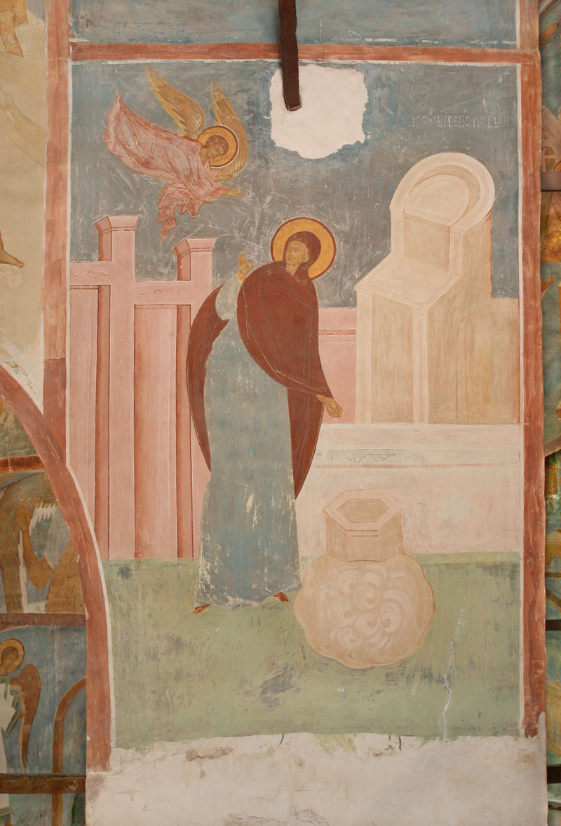 Благовещение у колодца, фреска собора Рождества Пресвятой Богородицы Ферапонтова монастыря [1502-1503]