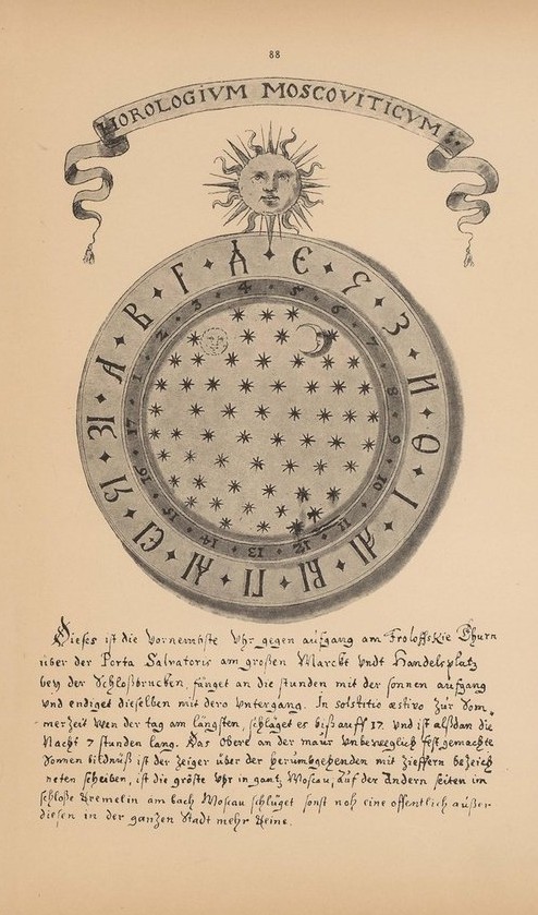 Часы на Фроловской башне Кремля[Альбом Мейерберга, 1661–1662]