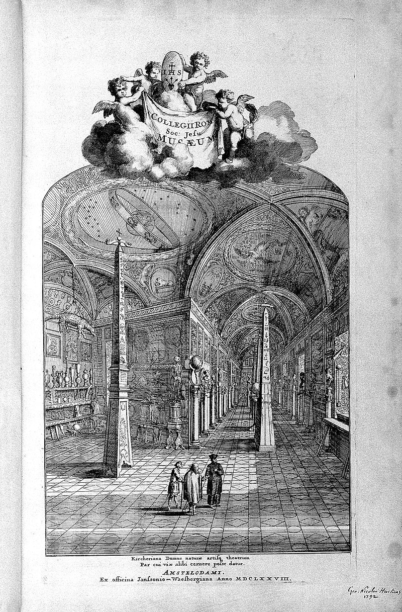 Внутренний вид коллекций Кирхерианума. [Гравюра, 1678]